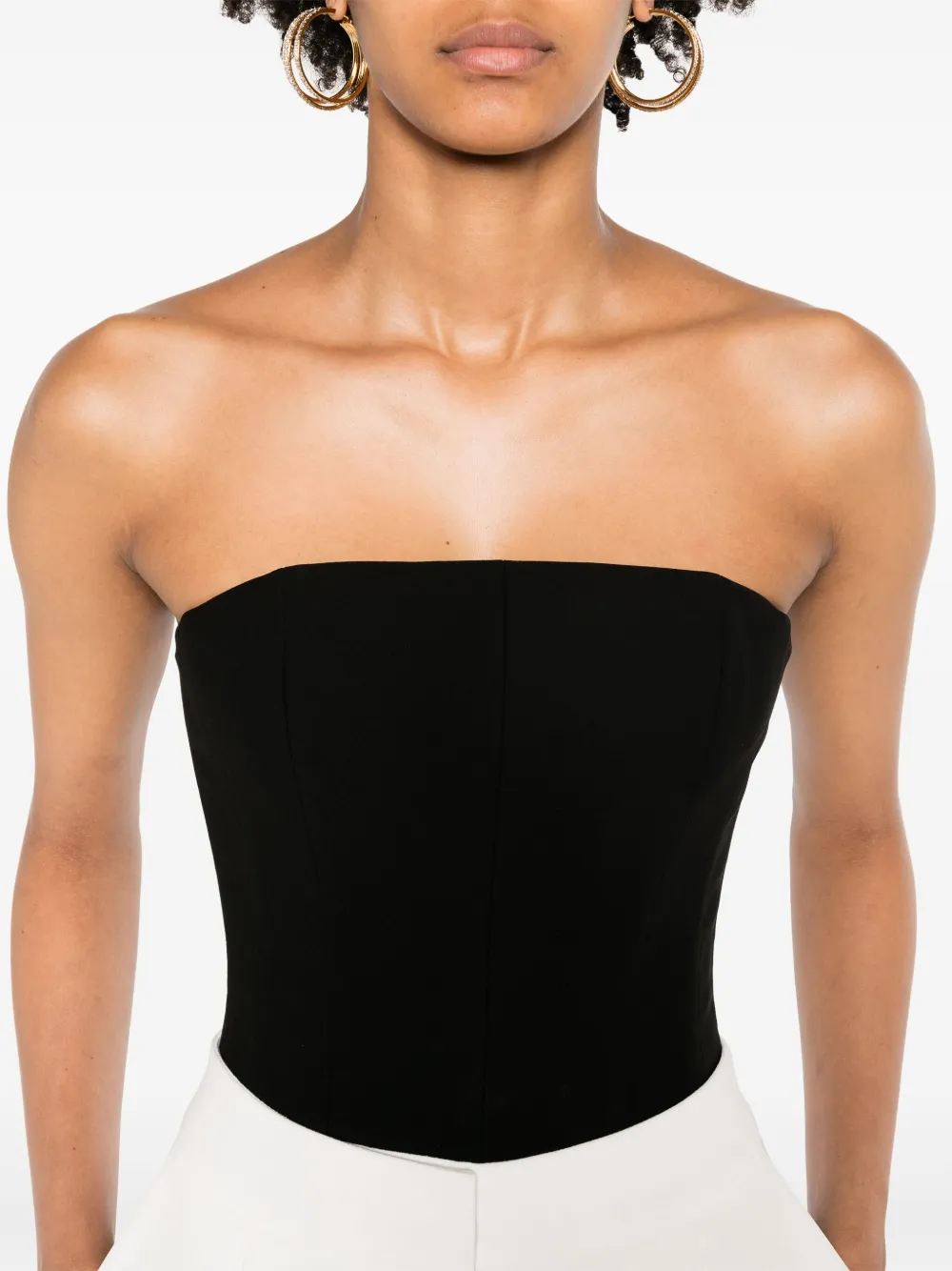 Shop Monot Square-neck Boned Top In Black