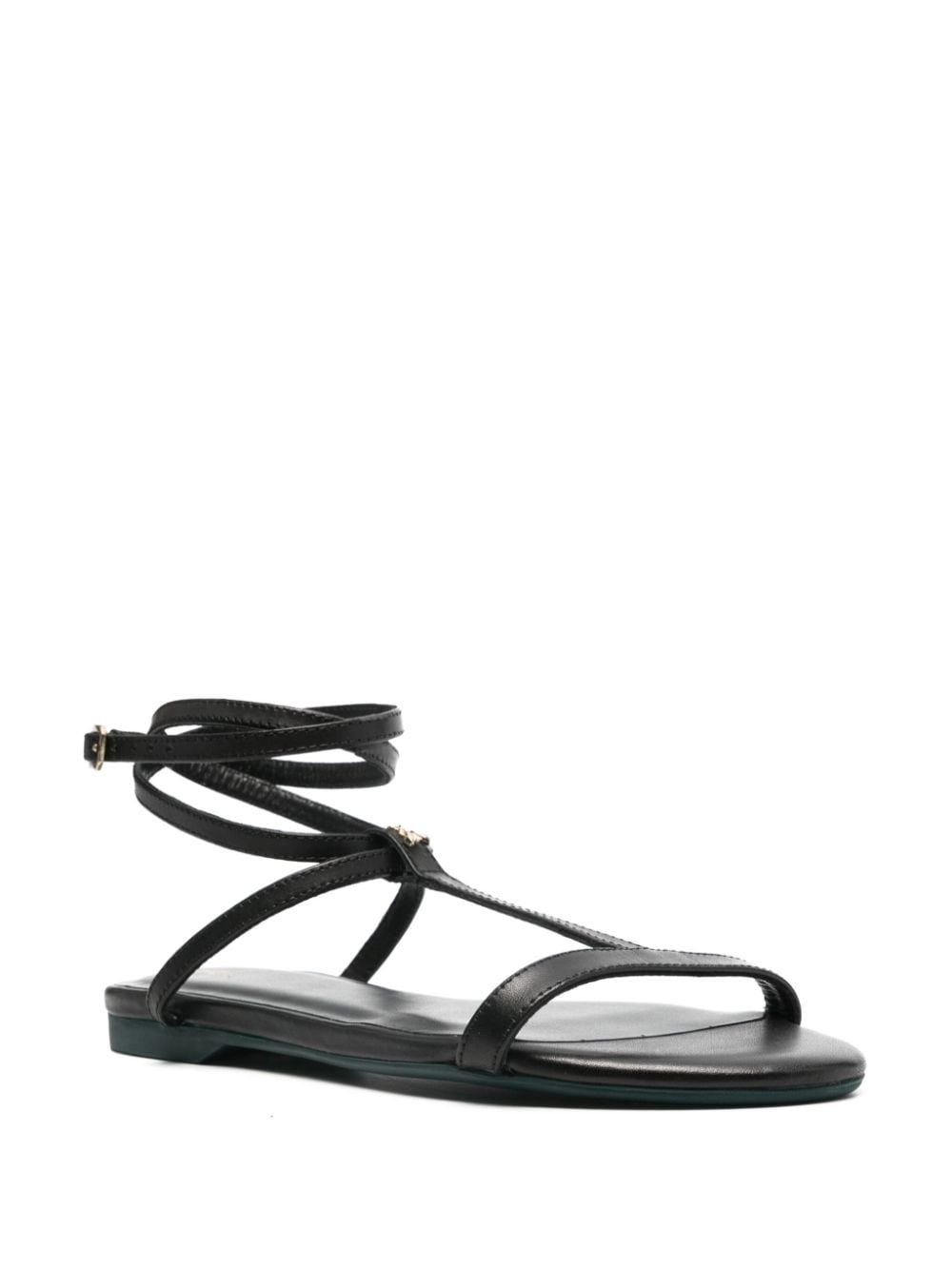 Shop Patrizia Pepe Ankle-strap Flat Sandals In Black