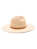 Patrizia Pepe Cowboy logo-plaque raffia hat - Neutrals