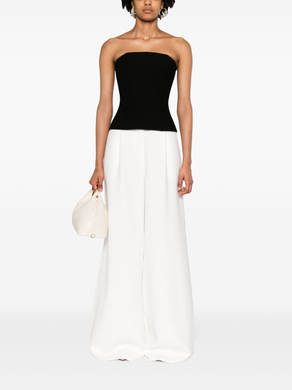 Shop Monot High-waist Palazzo Trousers In White