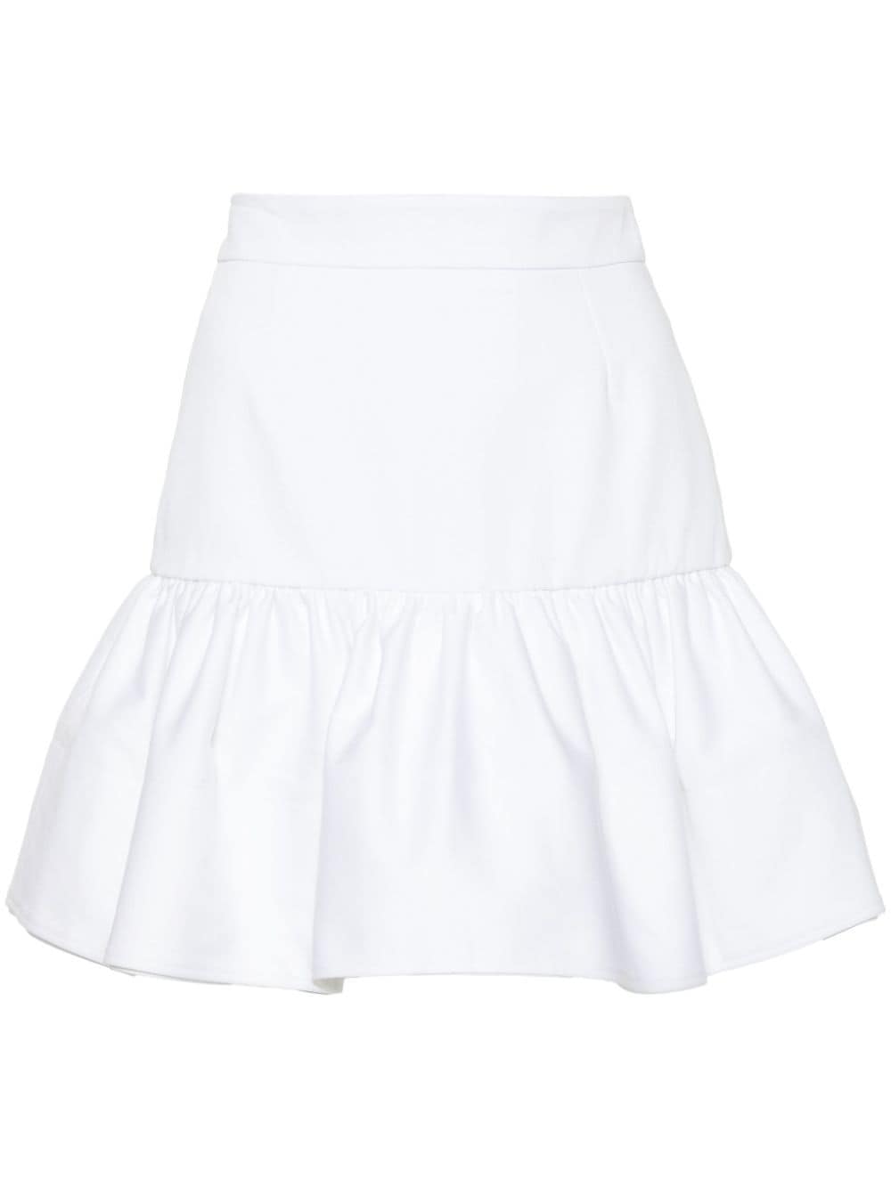 Shop Patou Ruffled Cotton Mini Skirt In White
