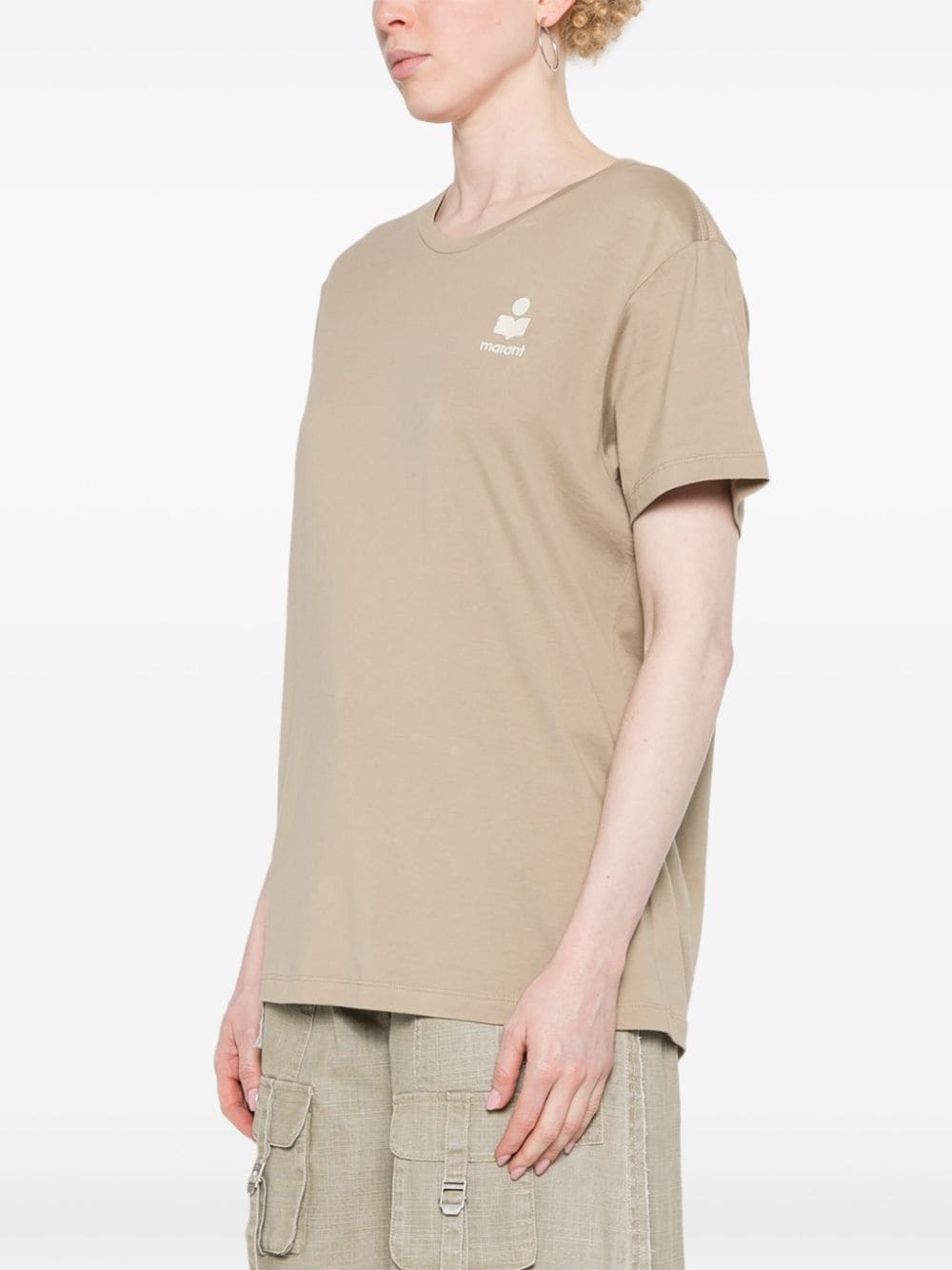 Shop Marant Etoile Aby Cotton T-shirt In Neutrals