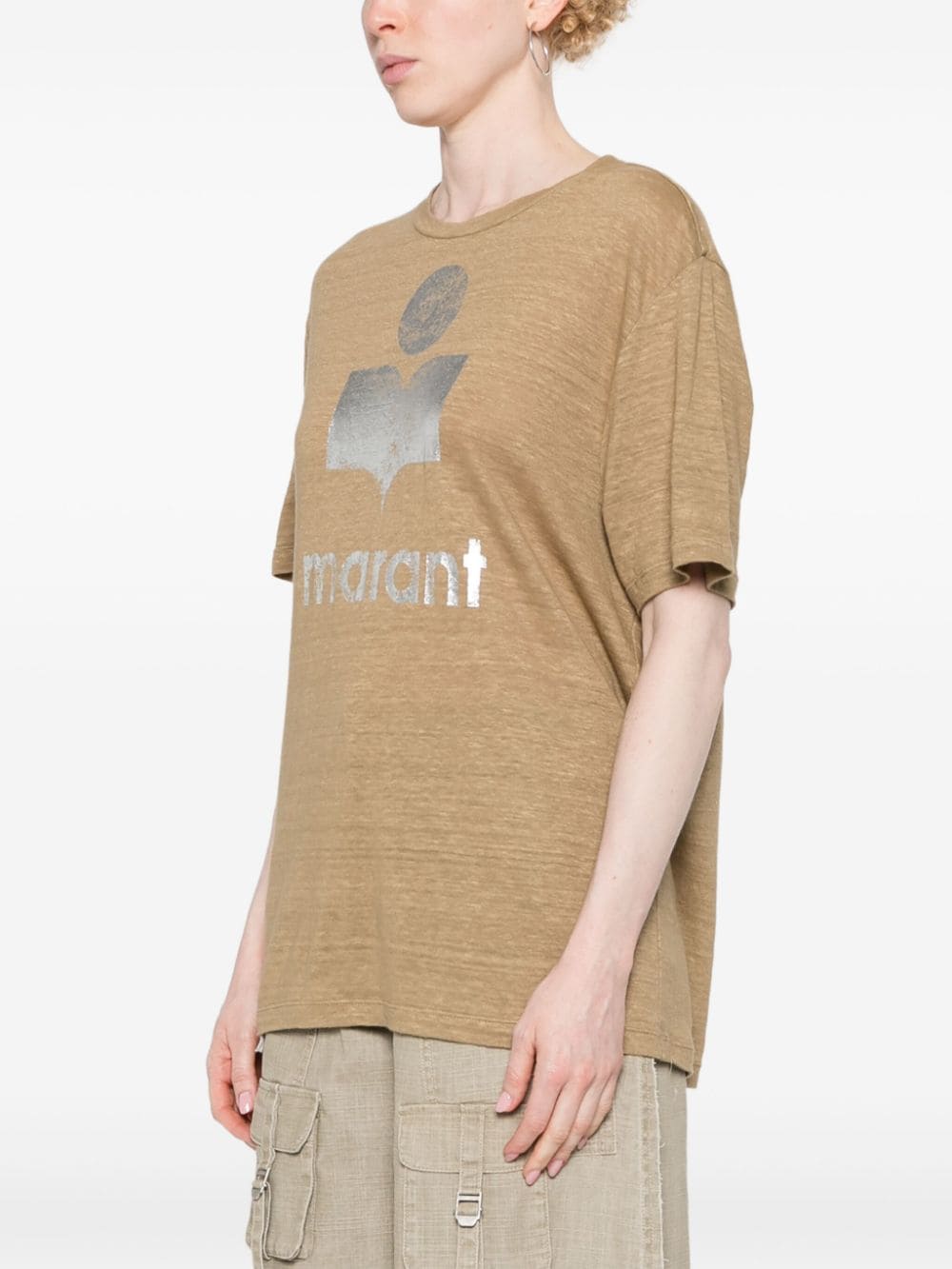 Shop Marant Etoile Zewel Logo-print T-shirt In 中性色