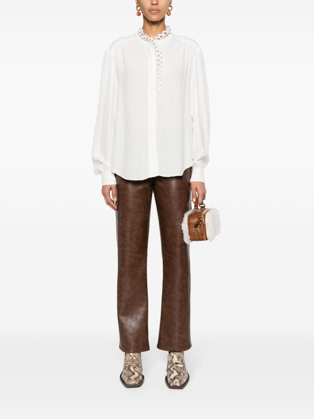 MARANT ÉTOILE Estela blouse met broderie anglaise afwerking - Wit