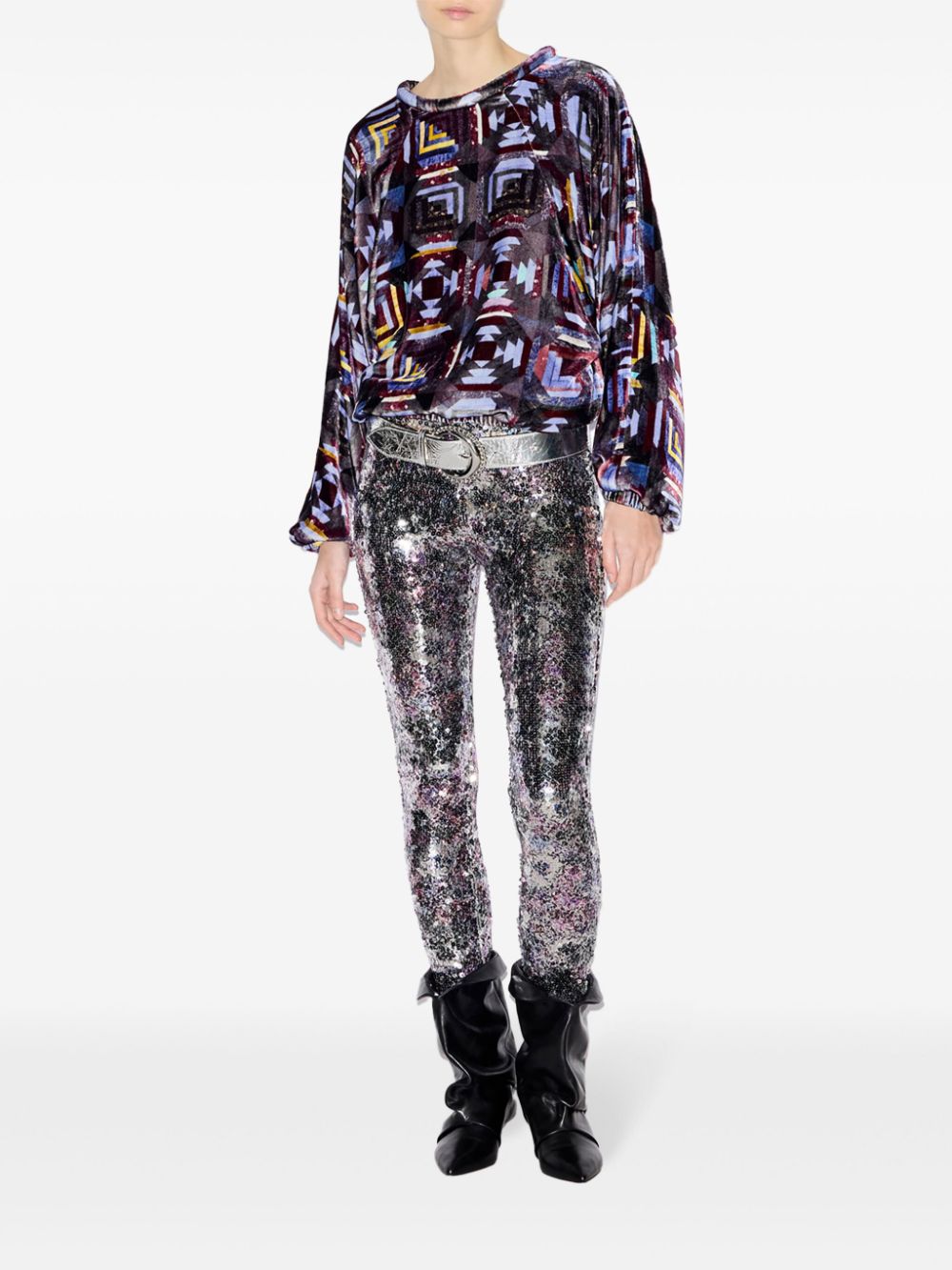 Shop Isabel Marant Bella Sequinned Leggings In Silver