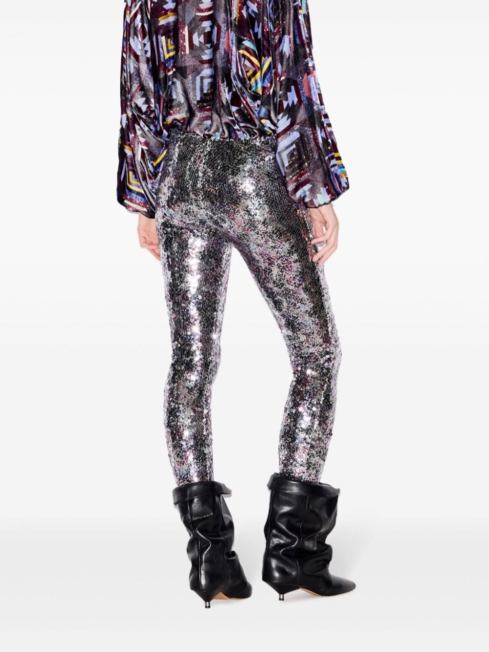 Shop Isabel Marant Bella Sequinned Leggings In Silver