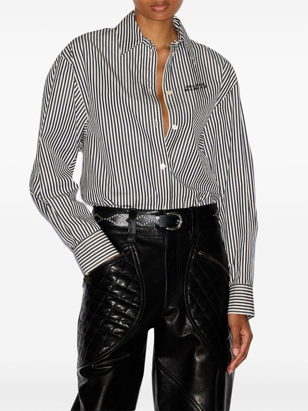 Shop Isabel Marant Fabriza Striped Shirt In Black