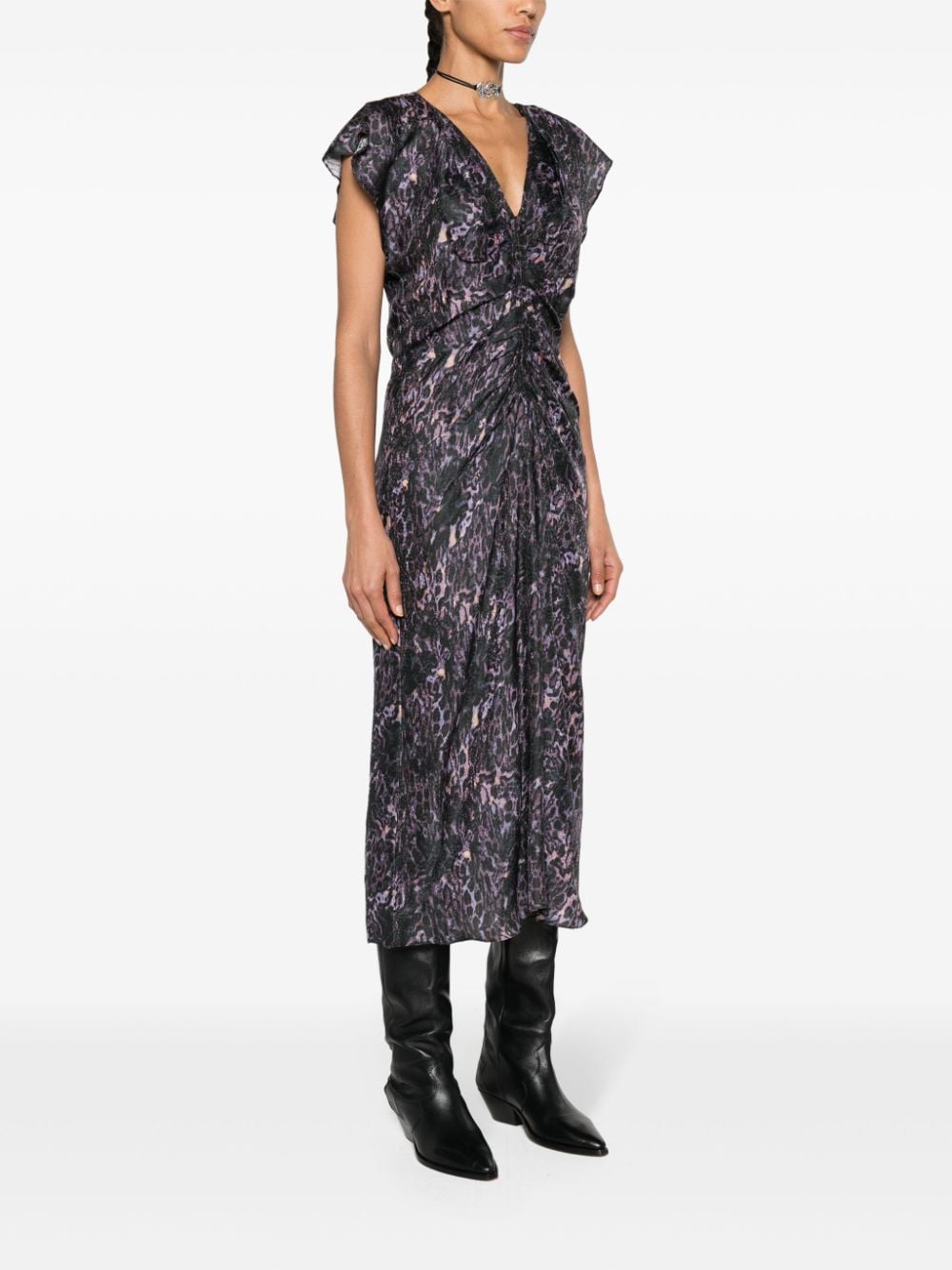 Shop Isabel Marant Lyndsay Graphic-print Midi Dress In Purple