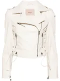 TWINSET logo-plaque biker jacket - White