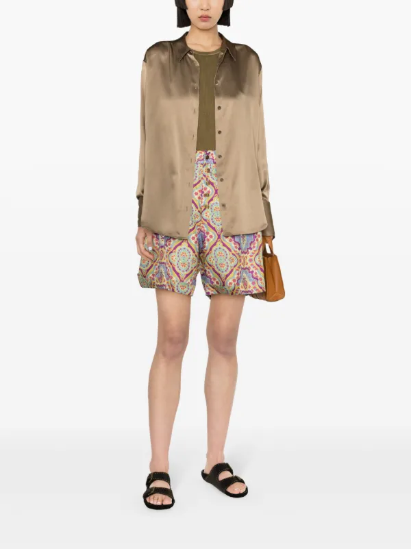 【ETRO】ペイズリー柄 シルク ショートパンツ ETRO ペイズリー シルクショートパンツ | ブルー | FARFETCH JP