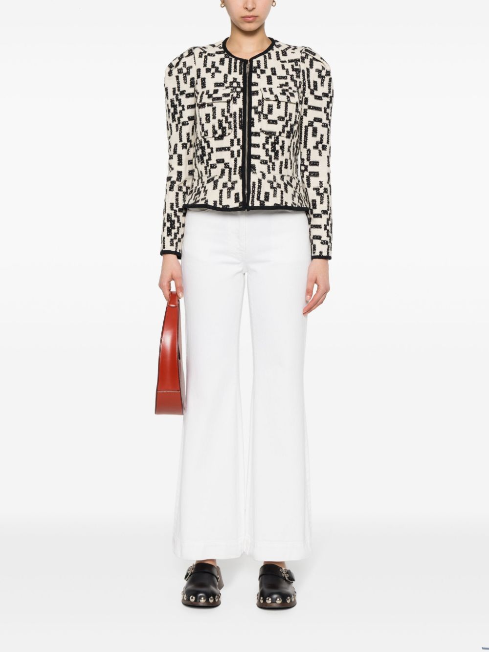 Shop Marant Etoile Deliona Jacquard Jacket In 中性色