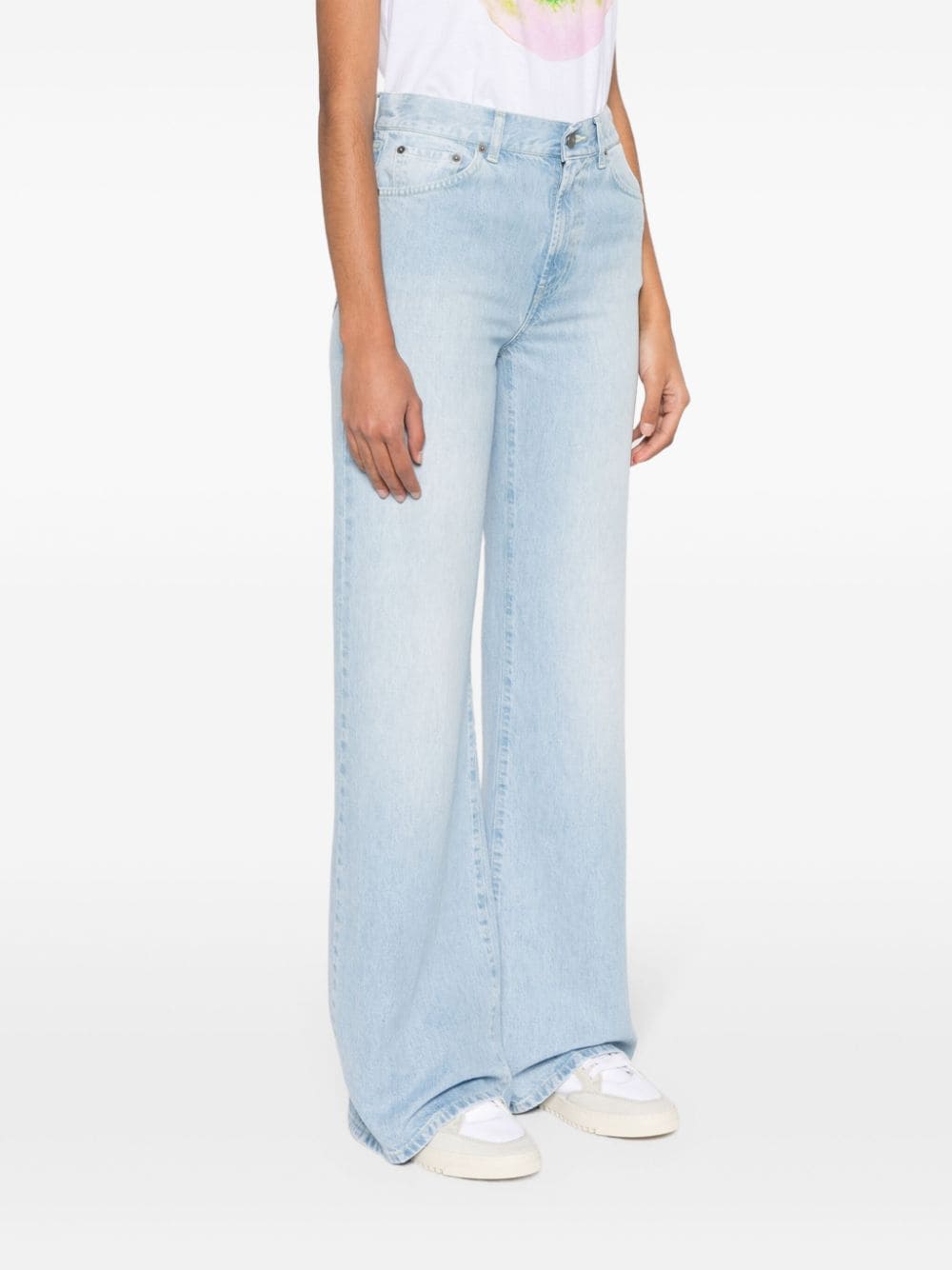 Shop Dondup Amber Mid-rise Wide-leg Jeans In Blau