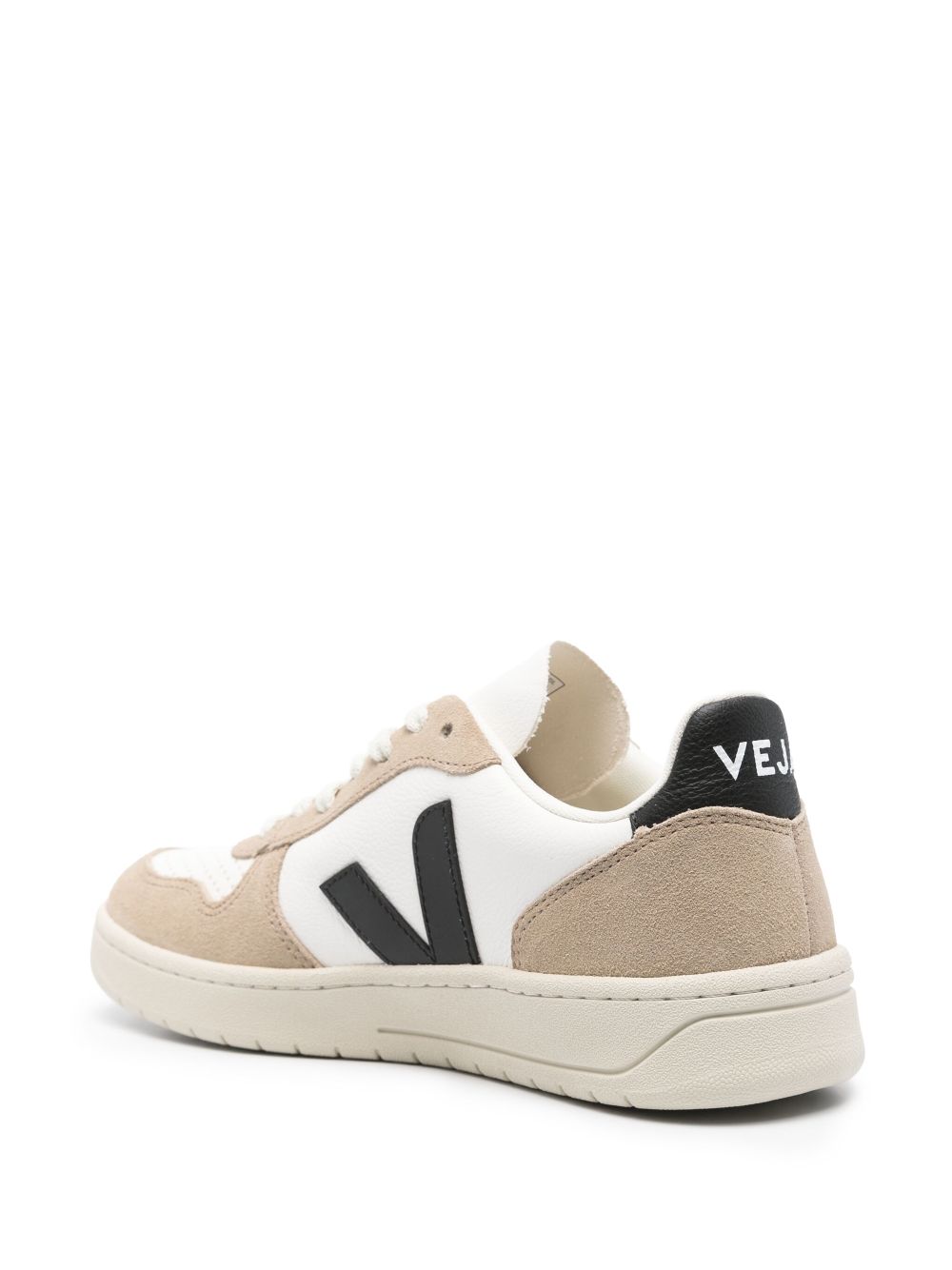 Shop Veja V-10 Chromefree Leather Sneakers In 白色