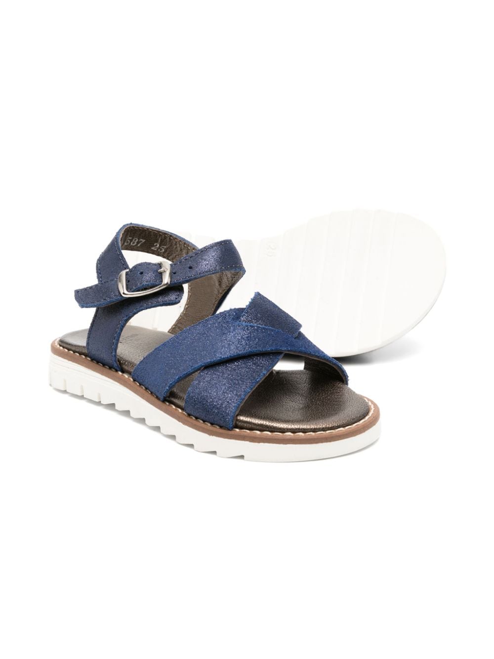 Pèpè metallic-sheen leather sandals - Blauw