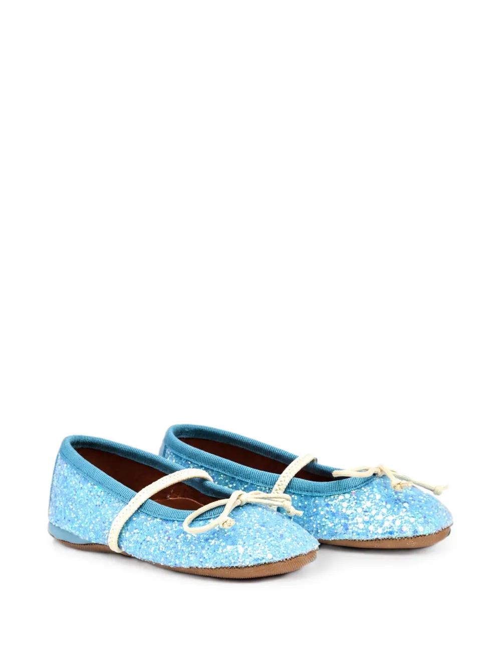 Pèpè Darlyn glitter-effect bow-detail ballet flats - Blu