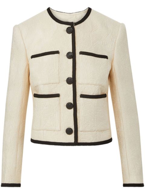 Veronica Beard Darla leaf-jacquard boxy jacket