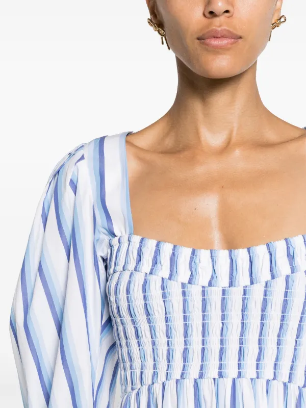 GANNI Striped Poplin Midi Dress | Blue | FARFETCH JO GANNI Striped Poplin Midi Dress | Blue | FARFETCH JO