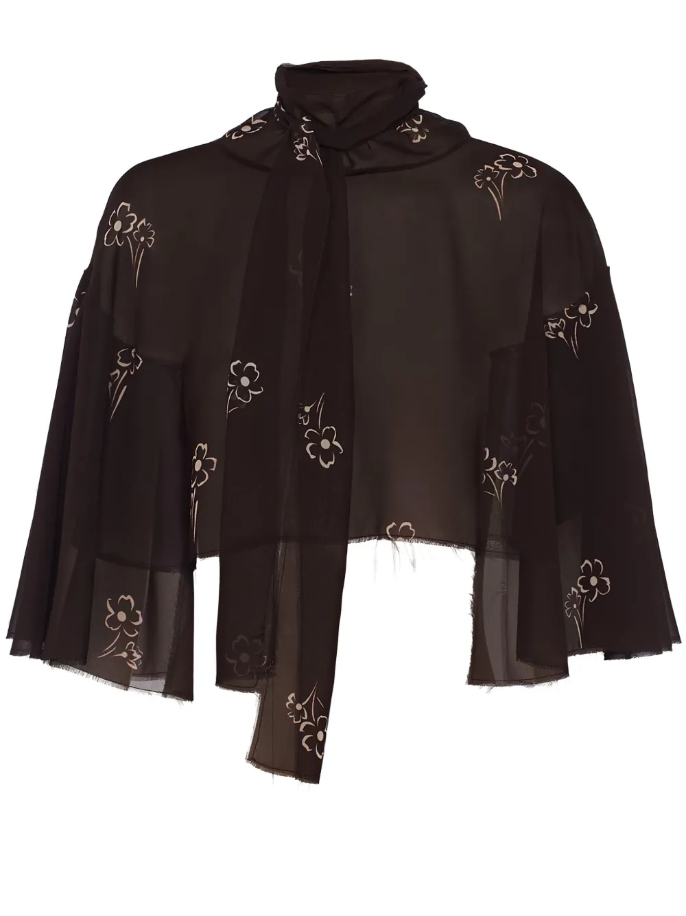 floral-print georgette cape