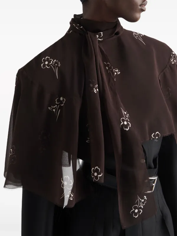 Prada floral-print Georgette Cape - Farfetch