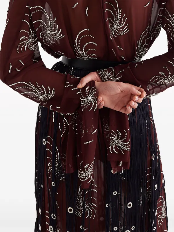 Prada Embroidered Georgette Dress | Red | FARFETCH