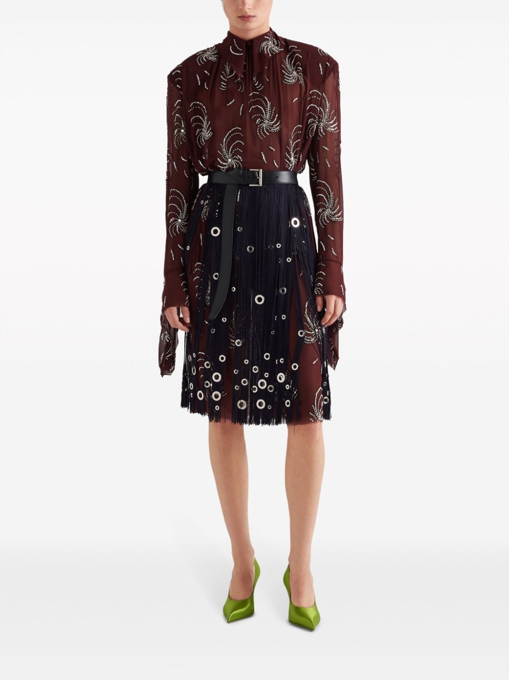 Image 2 of Prada embroidered georgette dress