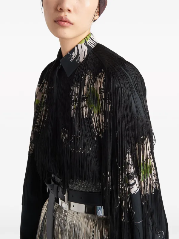 Prada floral-print Fringed Shirt - Farfetch