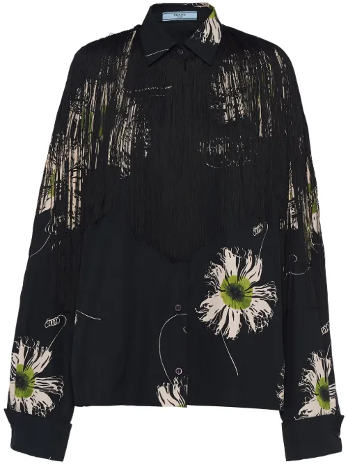 Chemise frangée à fleurs - Prada - Modalova