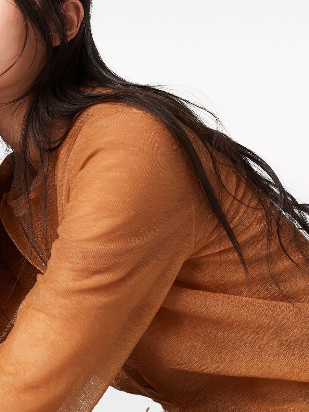 Shop Miu Miu Fine-knit Buttoned Cardigan In Orange