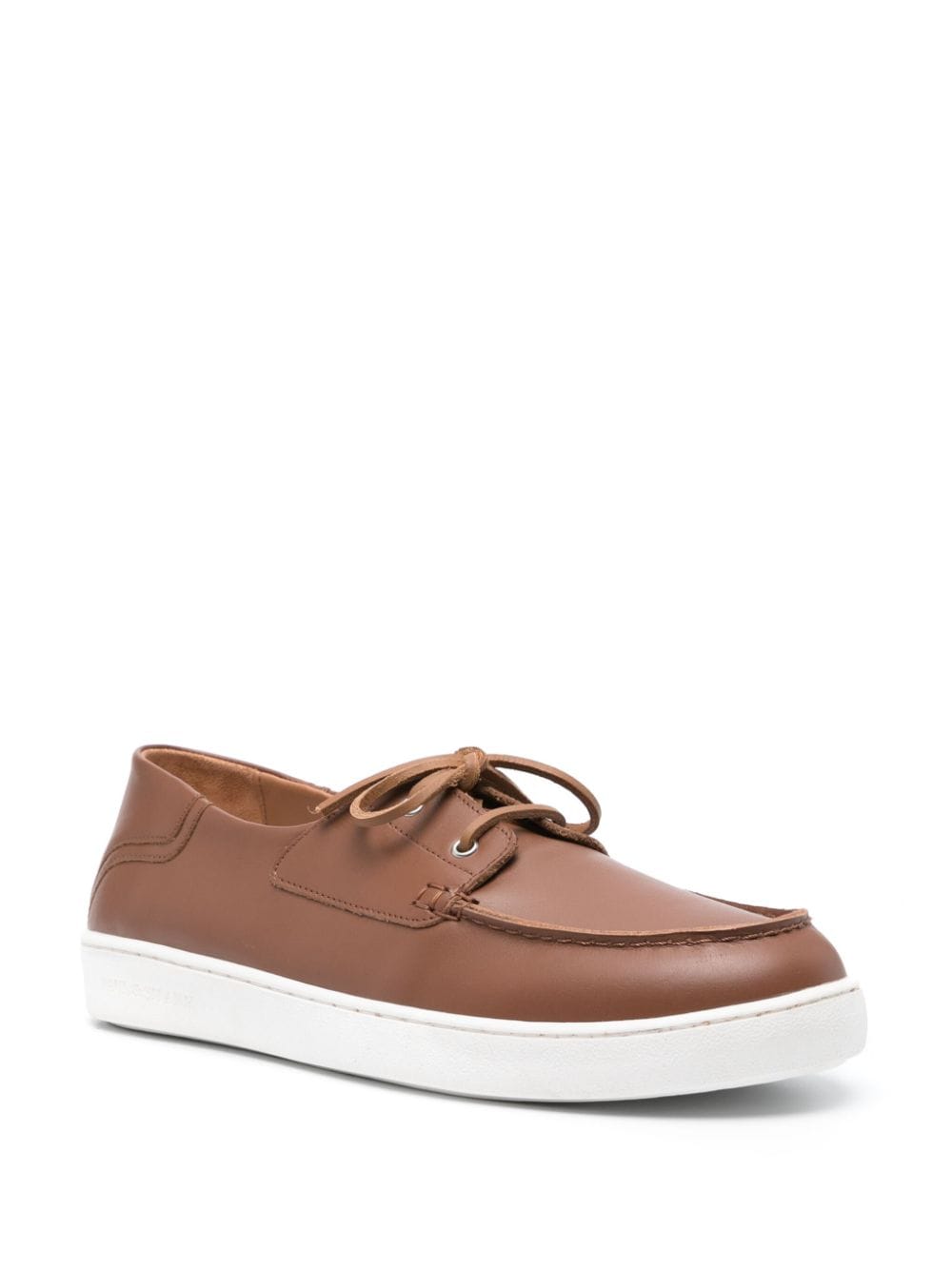 Shop Paul & Shark Lace-up Leather Boat Shoes In Brown