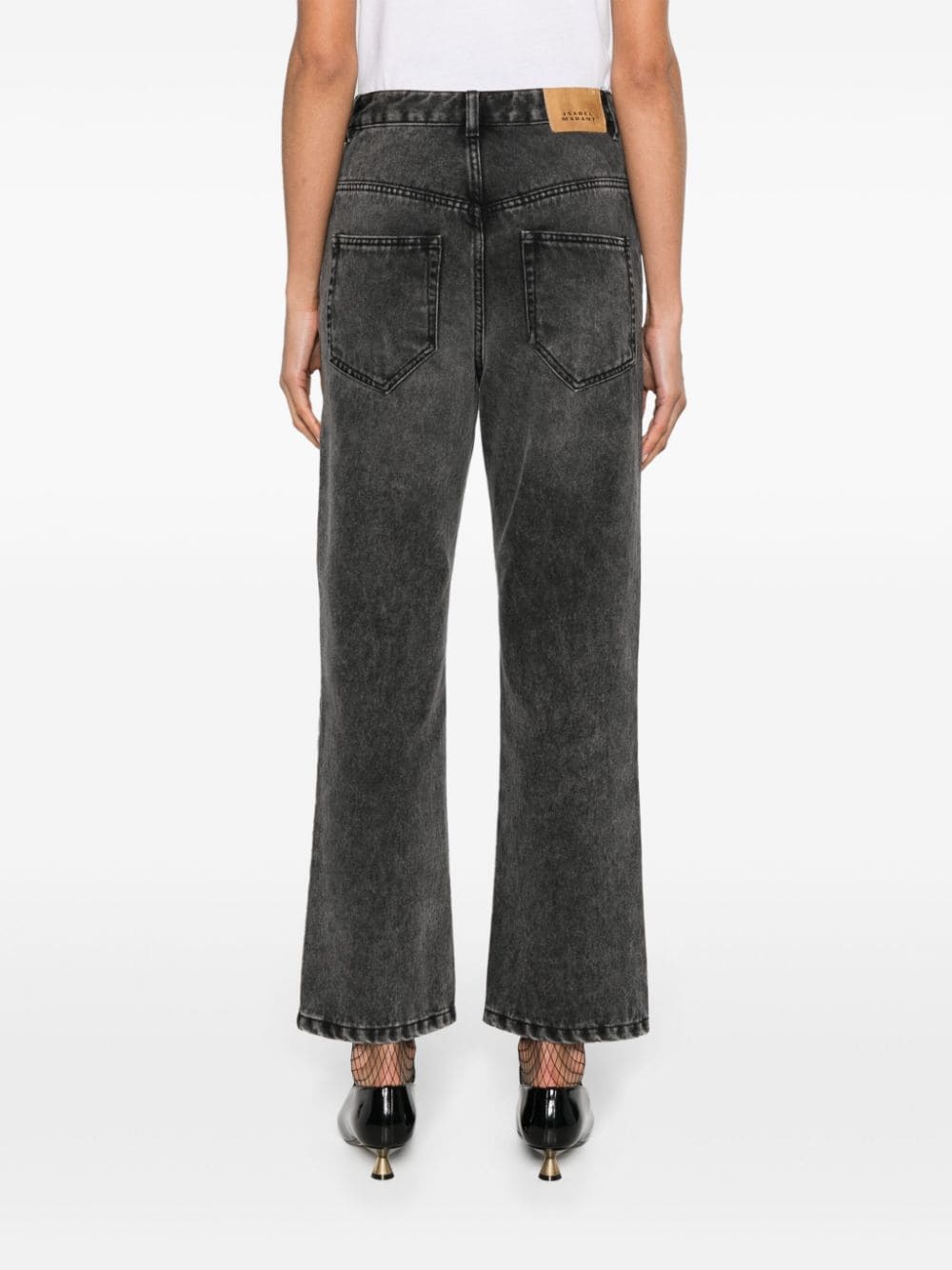 Shop Isabel Marant Cassandre High-rise Wide-leg Jeans In Grey