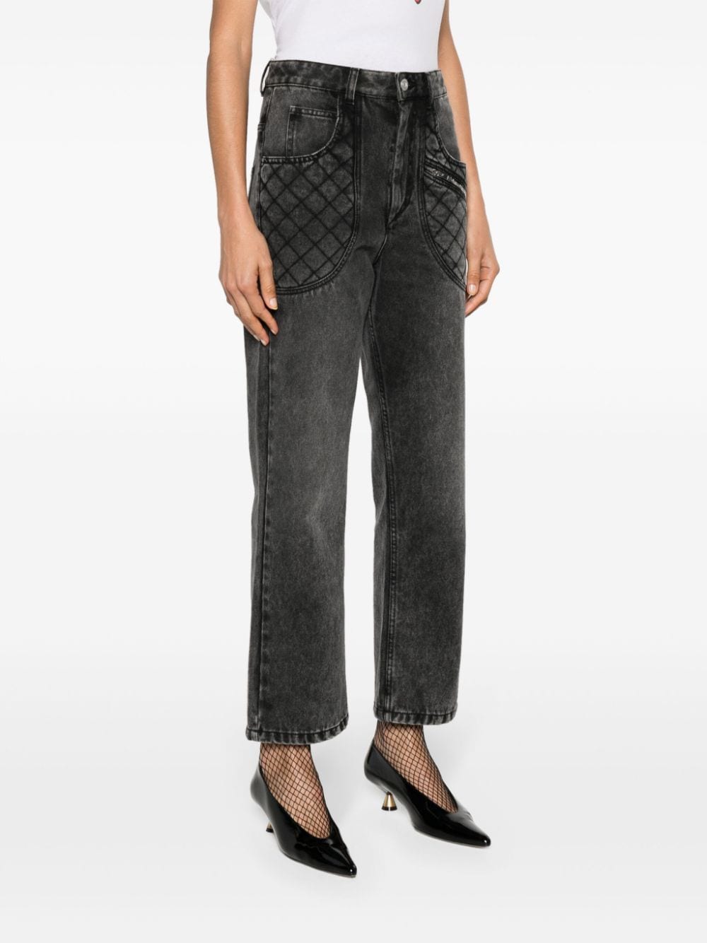 Shop Isabel Marant Cassandre High-rise Wide-leg Jeans In Grey