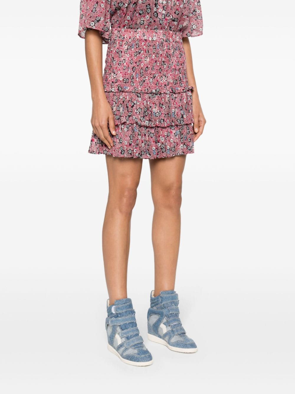 Shop Marant Etoile Naomi Abstract-print Mini Skirt In Pink