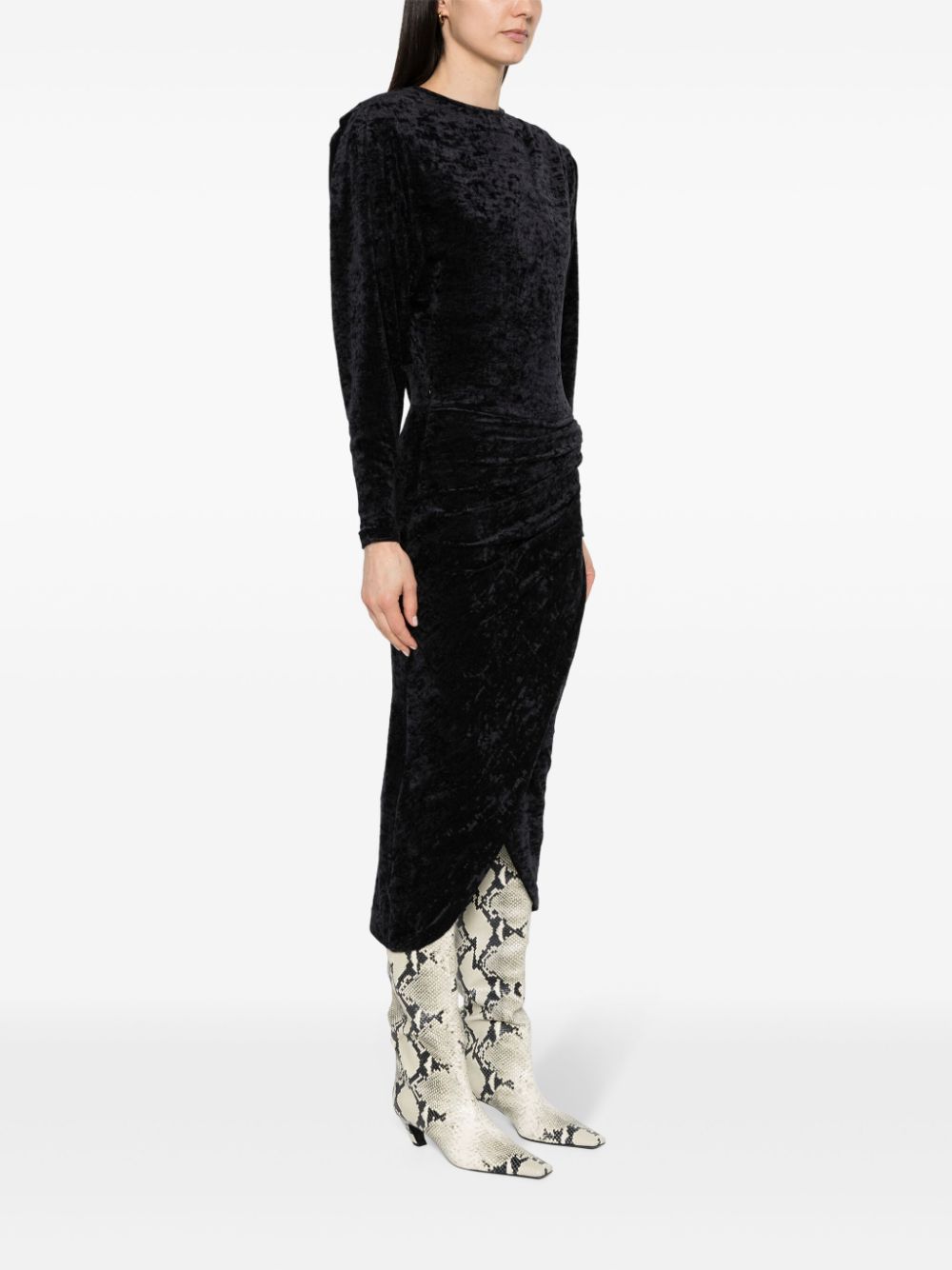 Shop Marant Etoile Hadley Velvet Dress In Black