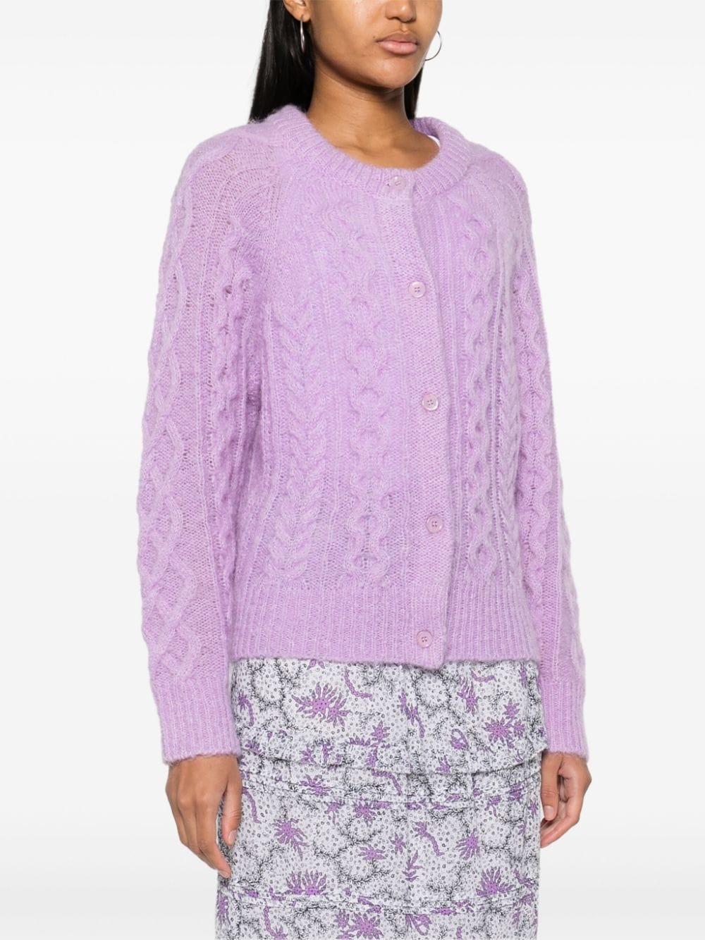 Shop Marant Etoile Ery Crew-neck Cardigan In Purple