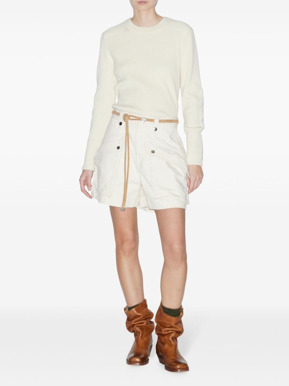 Shop Marant Etoile Cotton Shorts In Neutrals