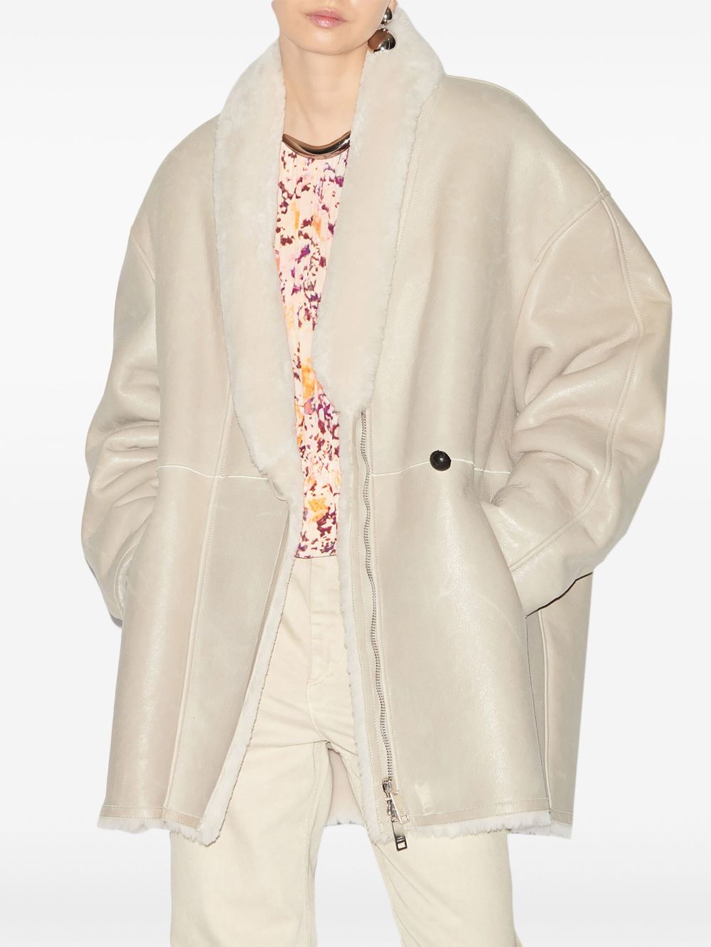 ISABEL MARANT Alinae lammy coat Beige