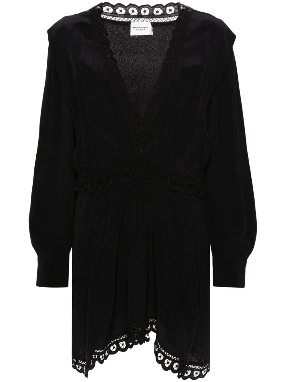 Shop Marant Etoile Felie Lace-trim Dress In Schwarz