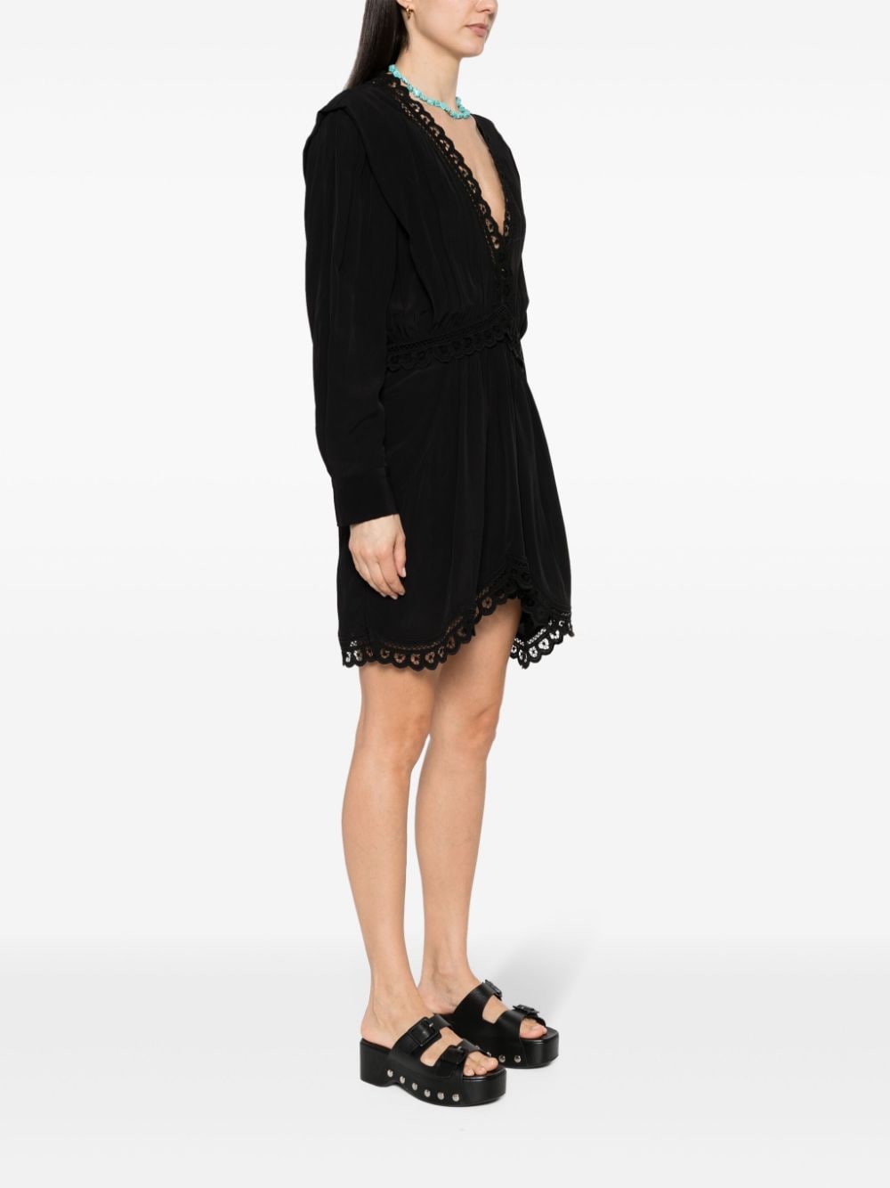 Shop Marant Etoile Felie Lace-trim Dress In Schwarz