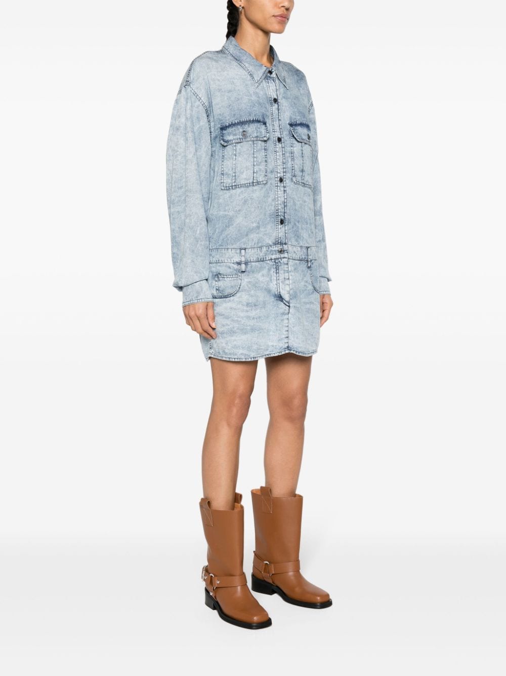 Shop Marant Etoile Palvina Denim-effect Shirtdress In Blue