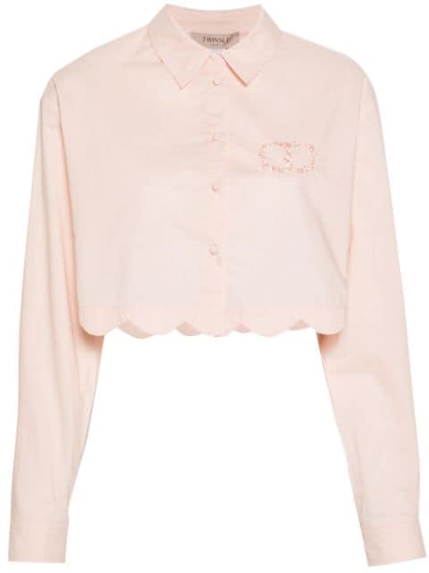 TWINSET logo-embroidered cropped shirt