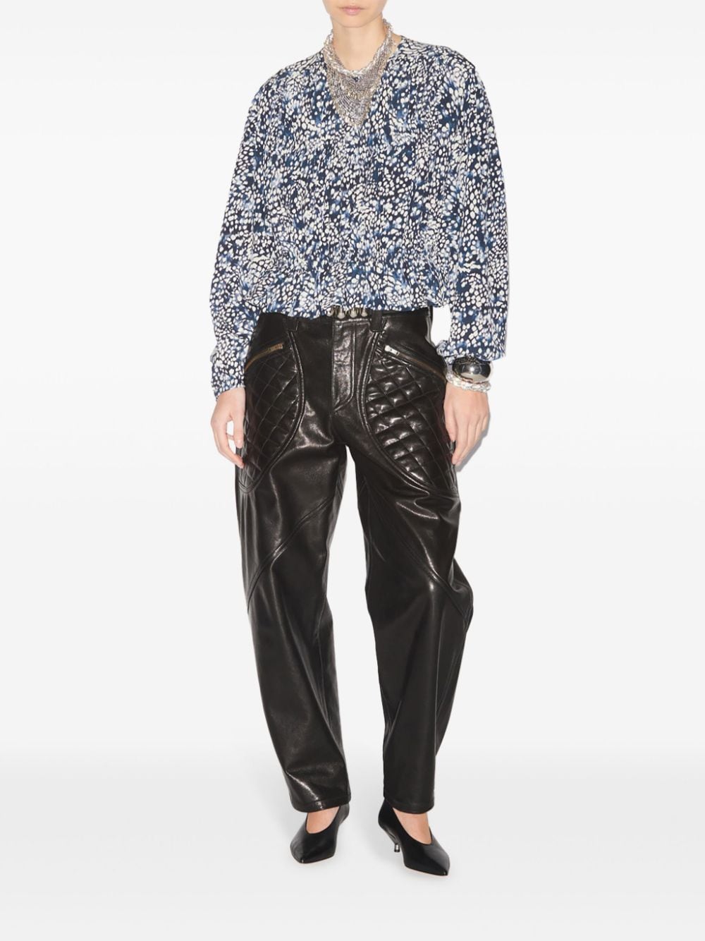 ISABEL MARANT Gelina crêpe de chine blouse - Blauw