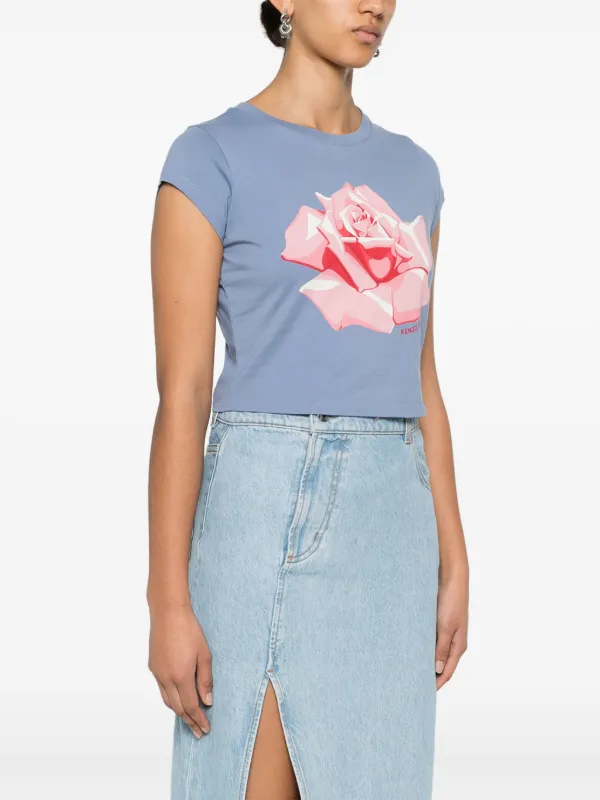 Kenzo Rose Cropped T-shirt | Blue | FARFETCH RO