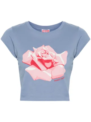 【5月】チロスケ Kenzo Rose Cropped T-shirt | Blue | FARFETCH CH