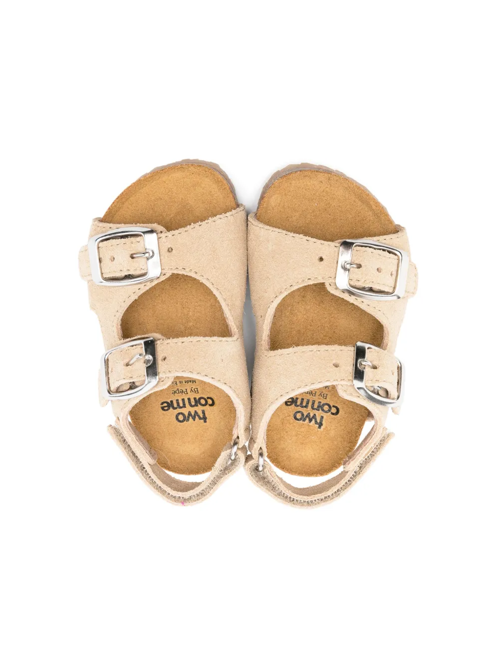 Pèpè Suède sandalen met dubbele gesp Beige