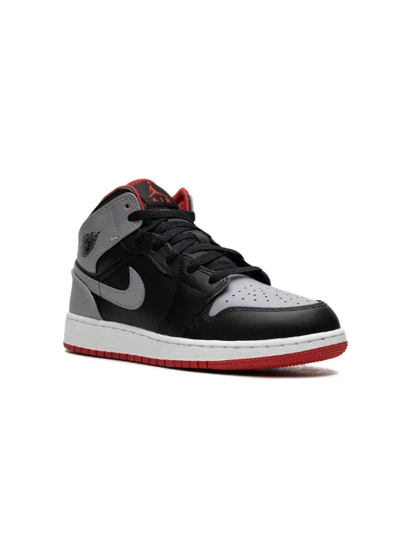 Jordan Kids Air Jordan 1 Mid Black Grey Red Sneakers Black FARFETCH TR