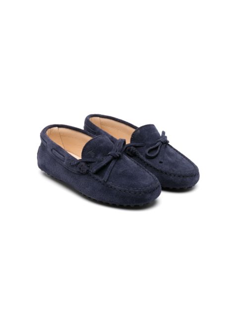 Tod's Kids tie-straps suede loafers