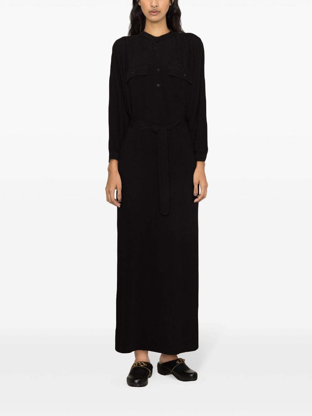 Shop Apc Seersuker Maxi Shirt Dress In Black