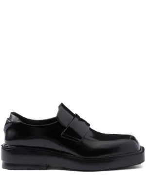 PRADA 黒 ローファー ウィメンズ 38.5サイズ PRADA】プラダ モノリス ブラッシュドレザー ローファー (PRADA