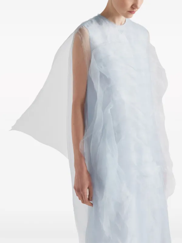 【関税込み】prada Pleated voile satin dress Prada Technical Voile Dress | Blue | FARFETCH