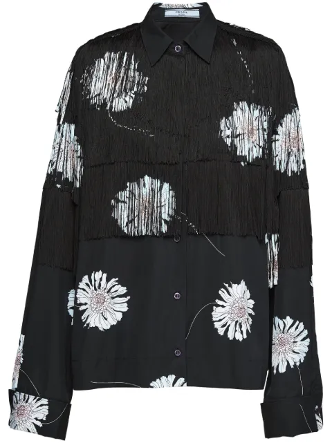 Prada camisa con flecos y estampado floral